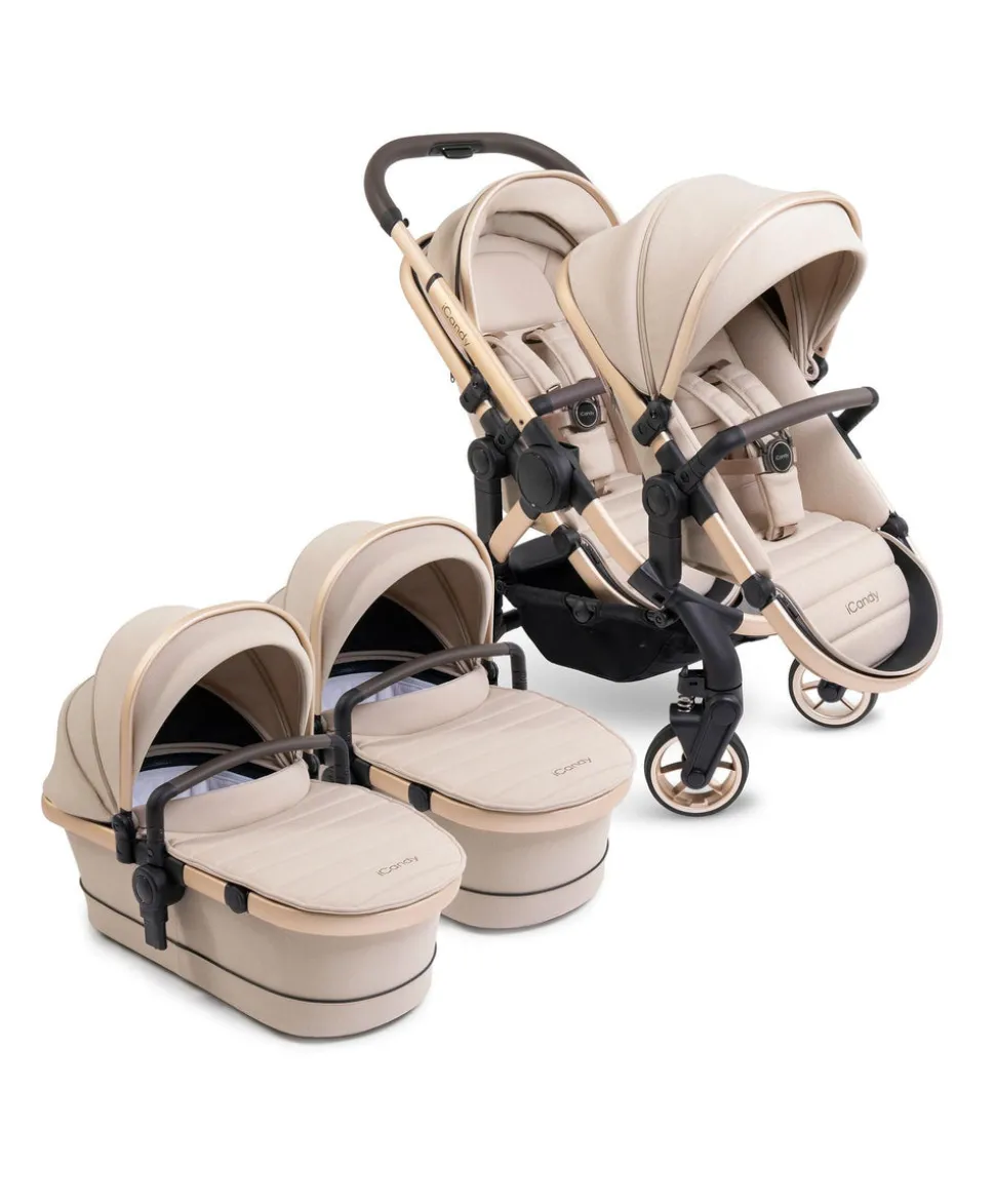 iCandy Peach 7 Twin Pushchair Bundle - Biscotti