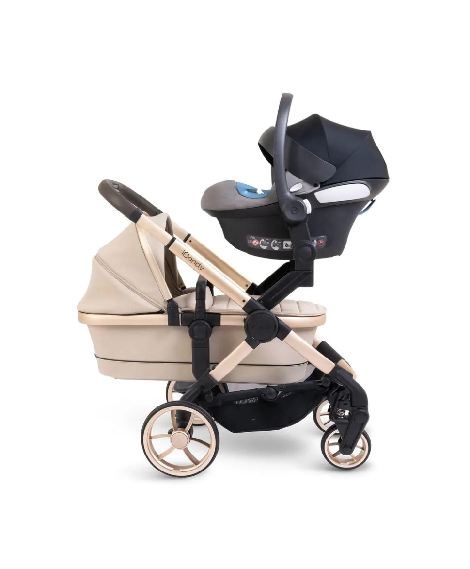 iCandy Peach 7 Twin Pushchair Bundle - Biscotti