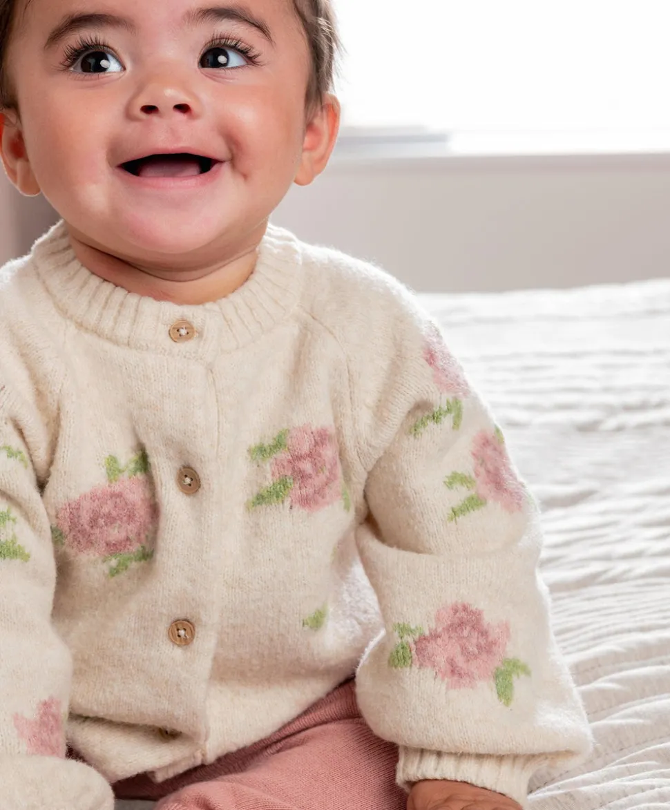 Jacquard Knit Cardigan & Leggings Set (2 Pieces) - Pink