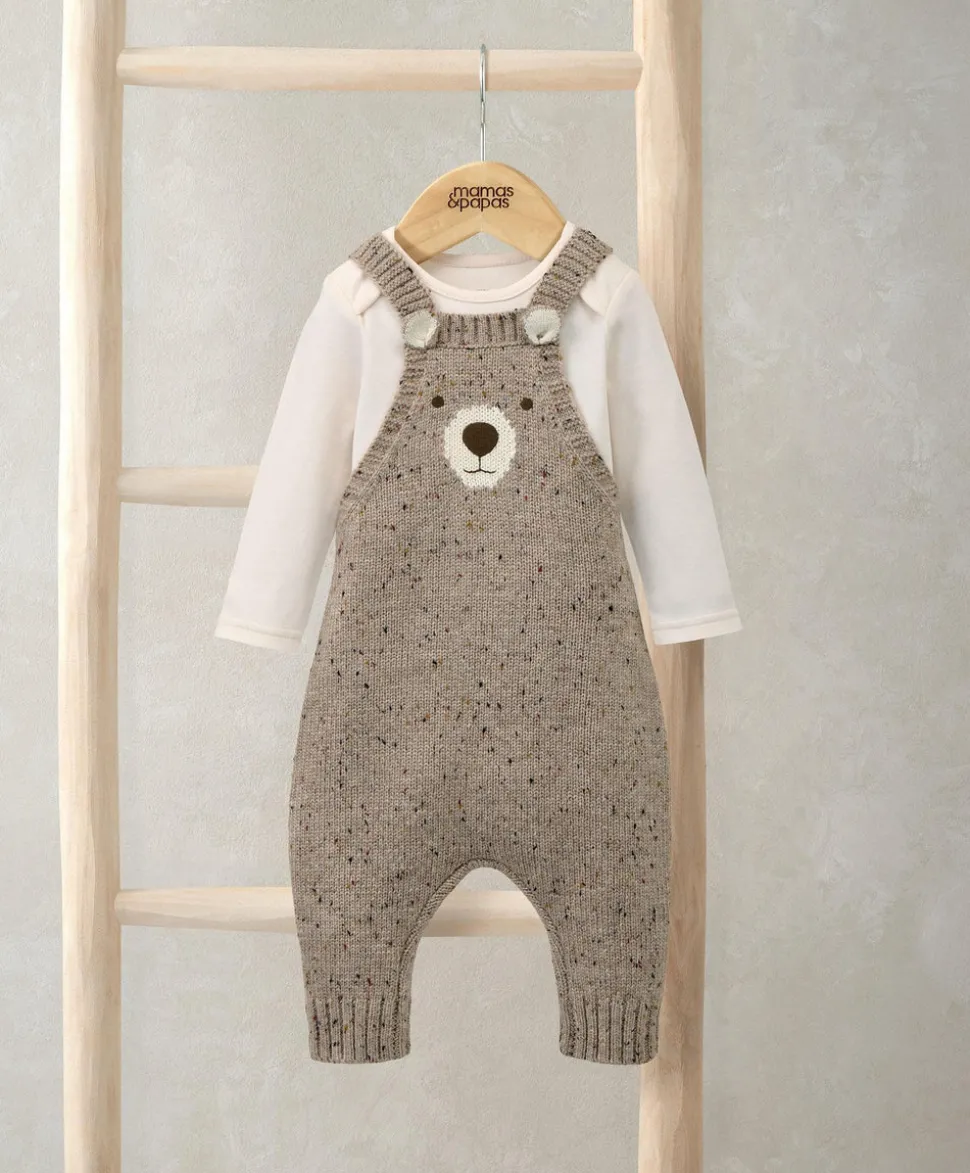 Knitted Bear Dungarees & Bodysuit Set (2 Pieces)