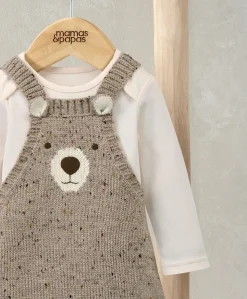 Knitted Bear Dungarees & Bodysuit Set (2 Pieces)