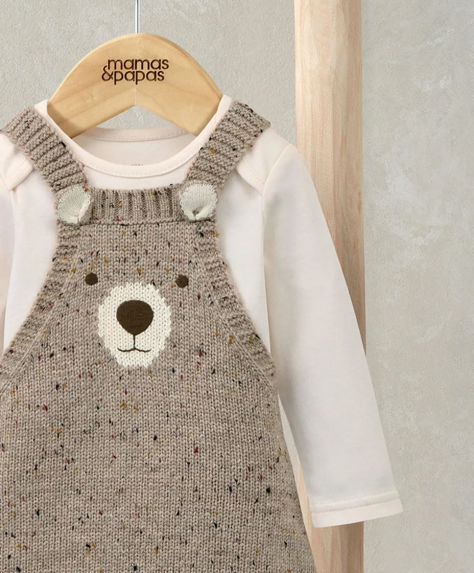 Knitted Bear Dungarees & Bodysuit Set (2 Pieces)