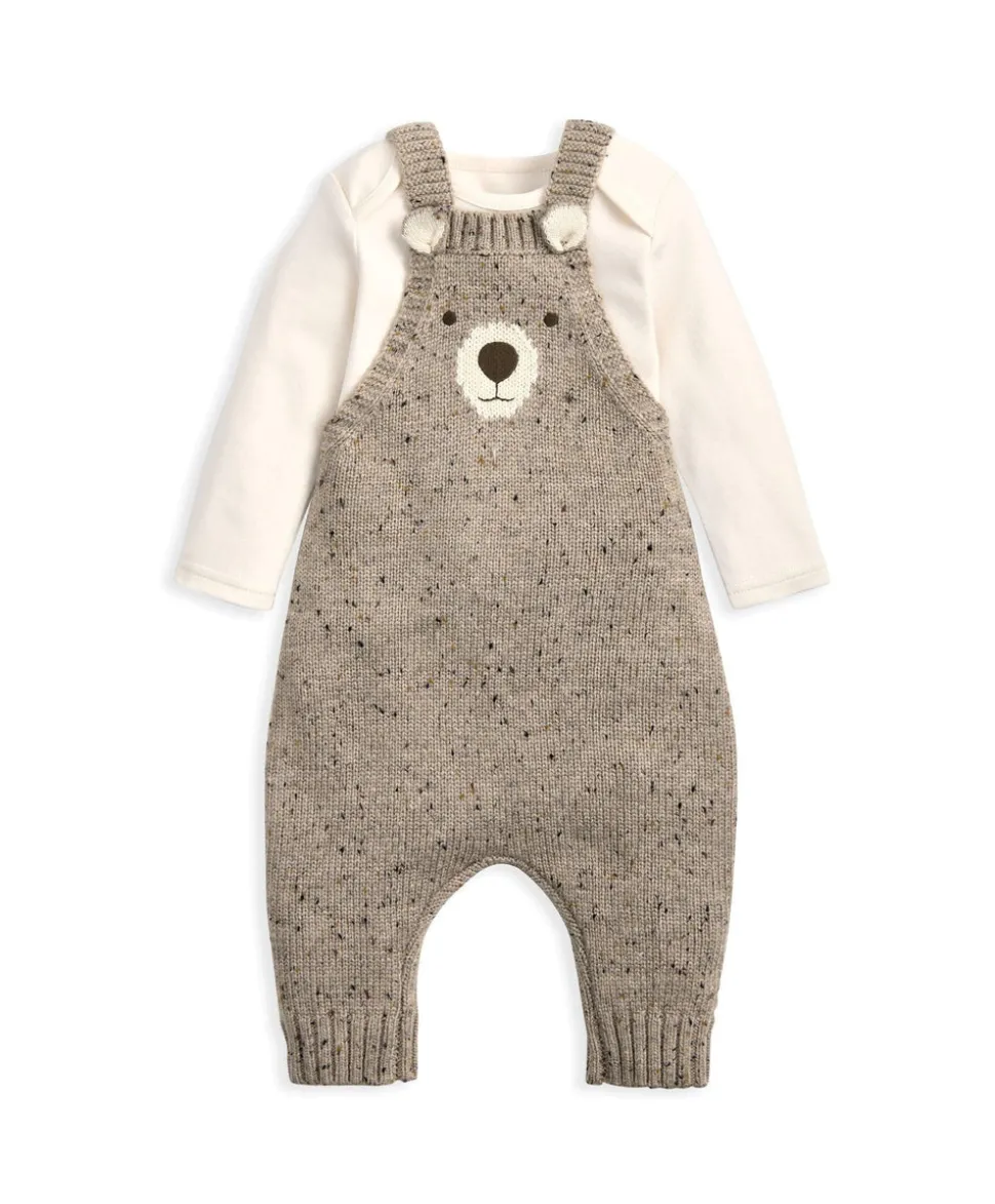 Knitted Bear Dungarees & Bodysuit Set (2 Pieces)