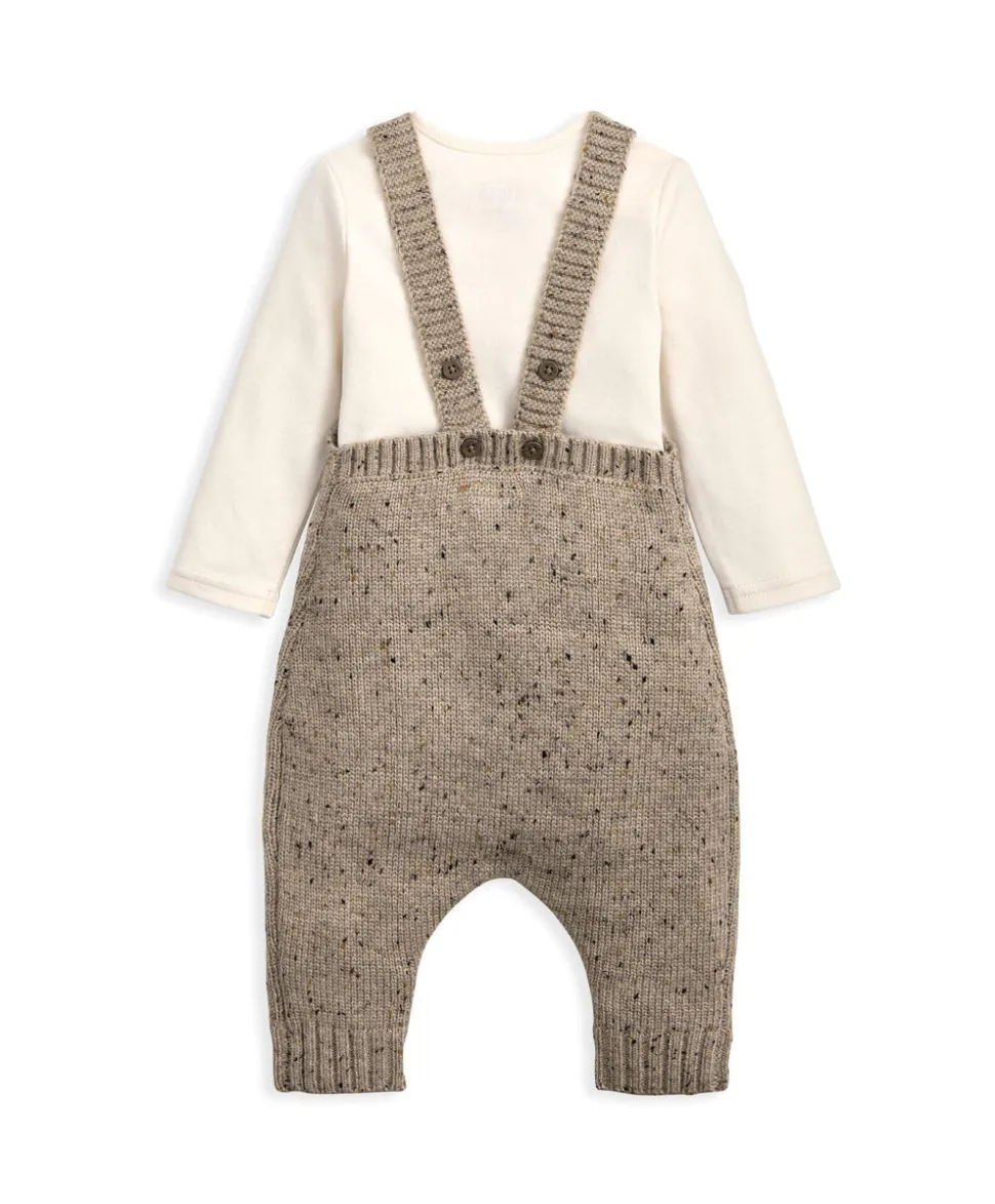 Knitted Bear Dungarees & Bodysuit Set (2 Pieces)