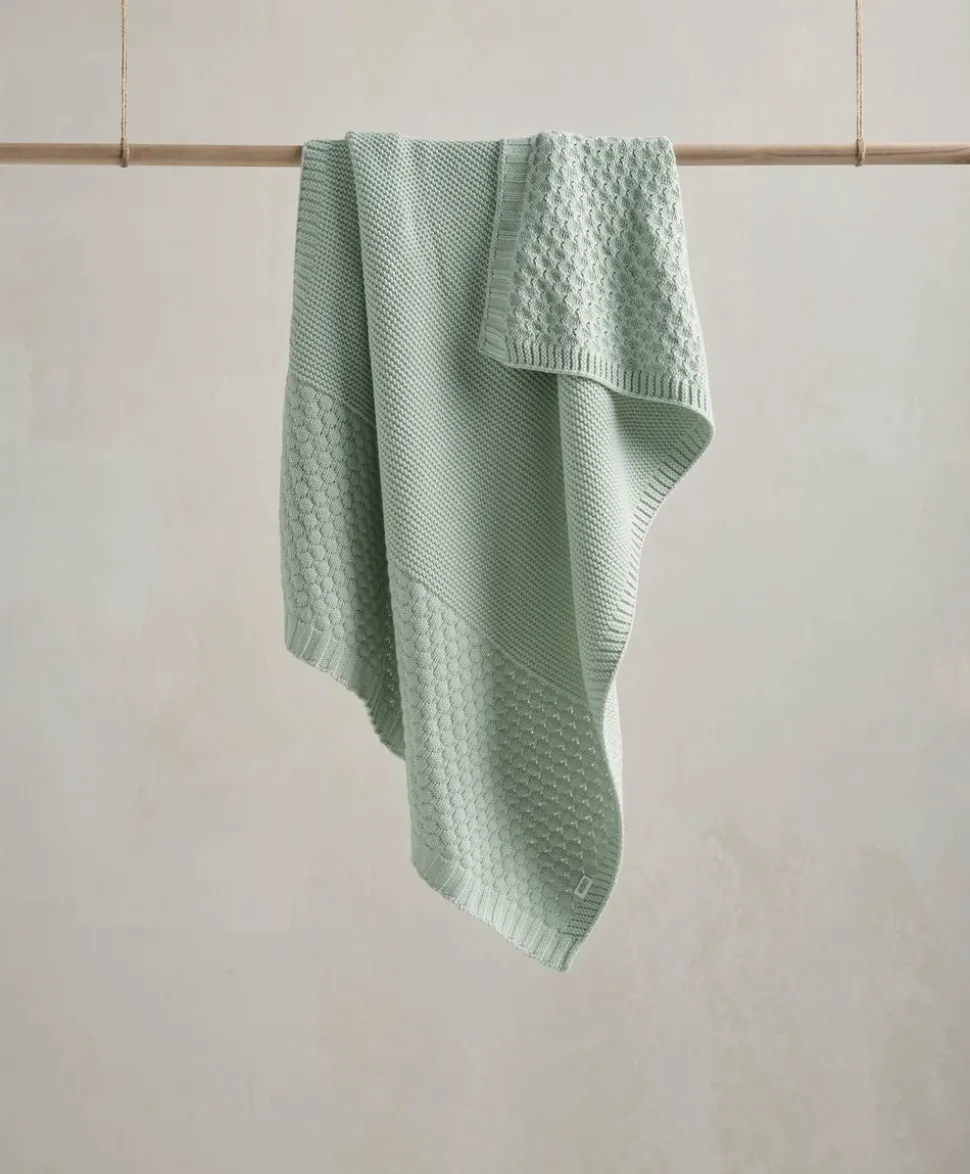 Knitted Blanket - Welcome to the World Seedling - Blue/Green
