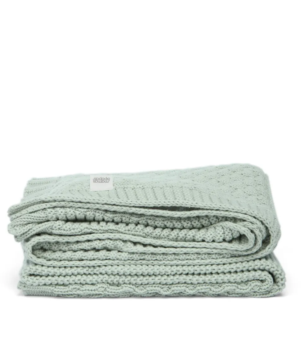 Knitted Blanket - Welcome to the World Seedling - Blue/Green