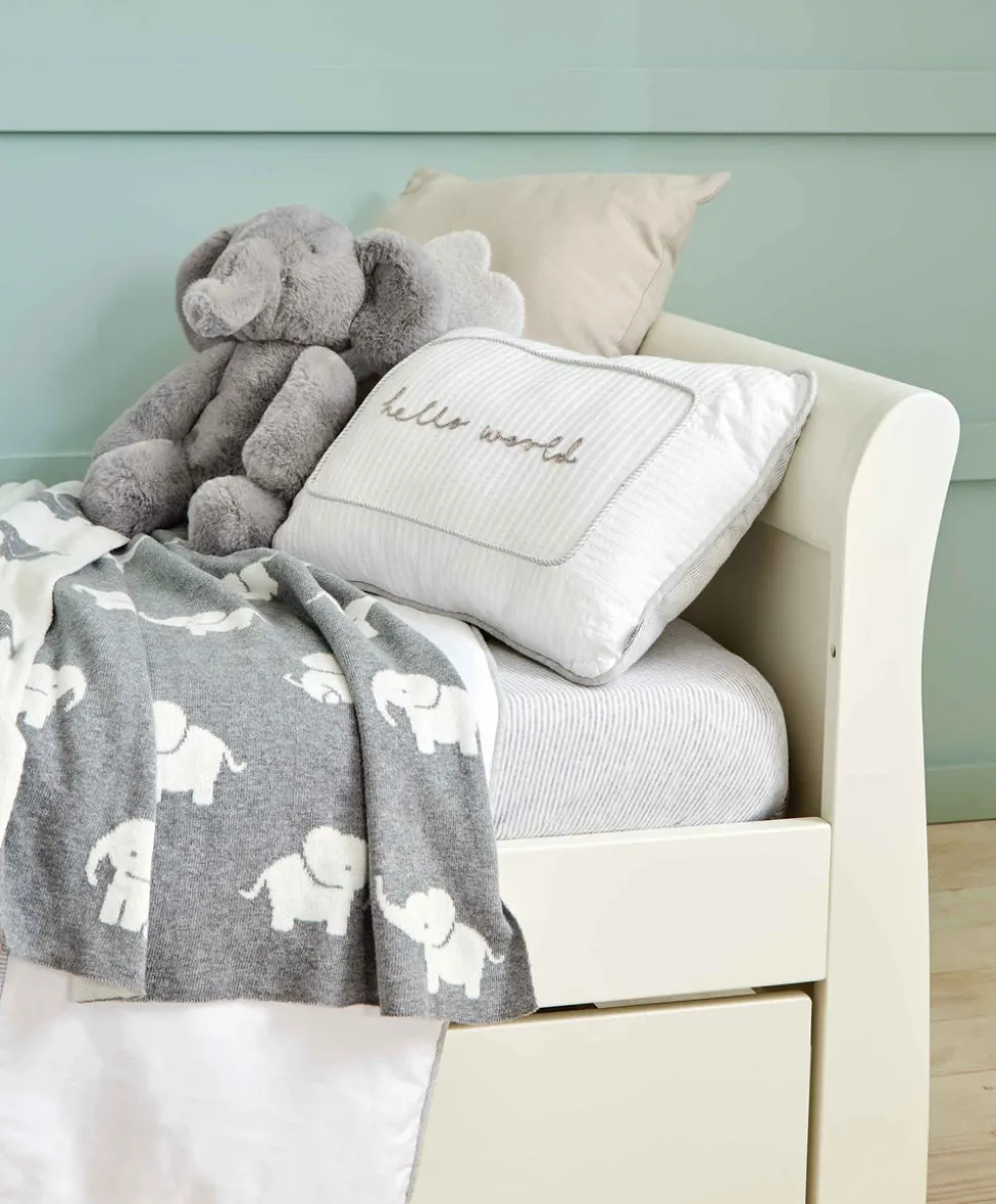 Knitted Blanket - Welcome to the World Elephant - Grey