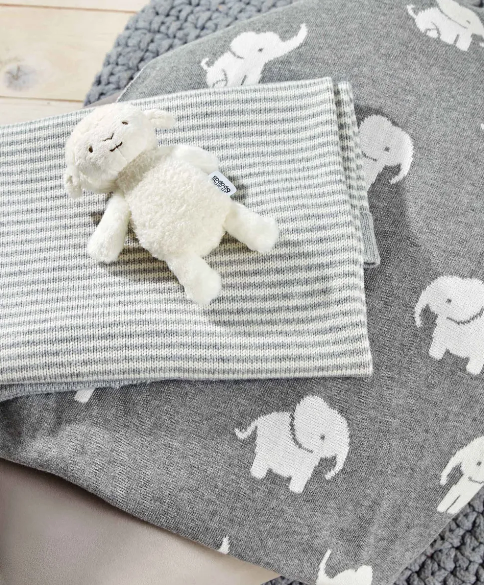 Knitted Blanket - Welcome to the World Elephant - Grey