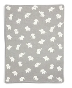 Knitted Blanket - Welcome to the World Elephant - Grey