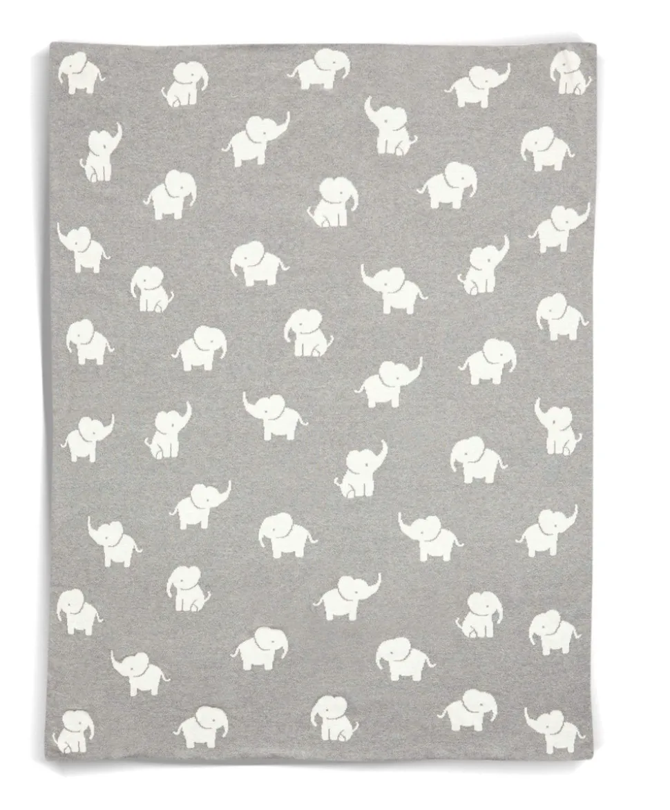 Knitted Blanket - Welcome to the World Elephant - Grey