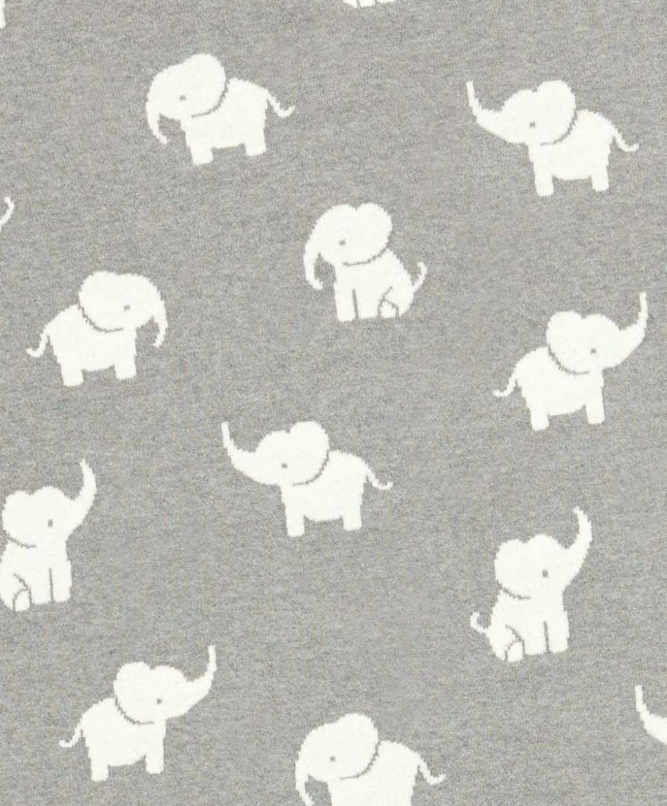 Knitted Blanket - Welcome to the World Elephant - Grey