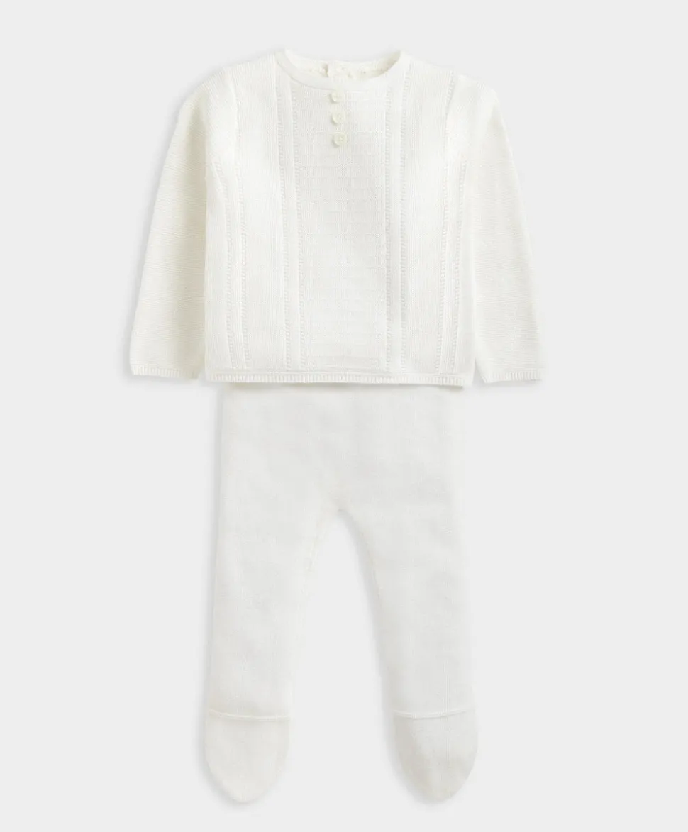 Knitted Cardigan & Leggings (2 Piece) - White