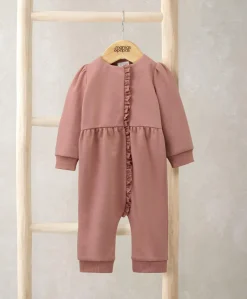 Lace Trim Romper - Pink