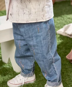 Lavender Embroidered Jeans