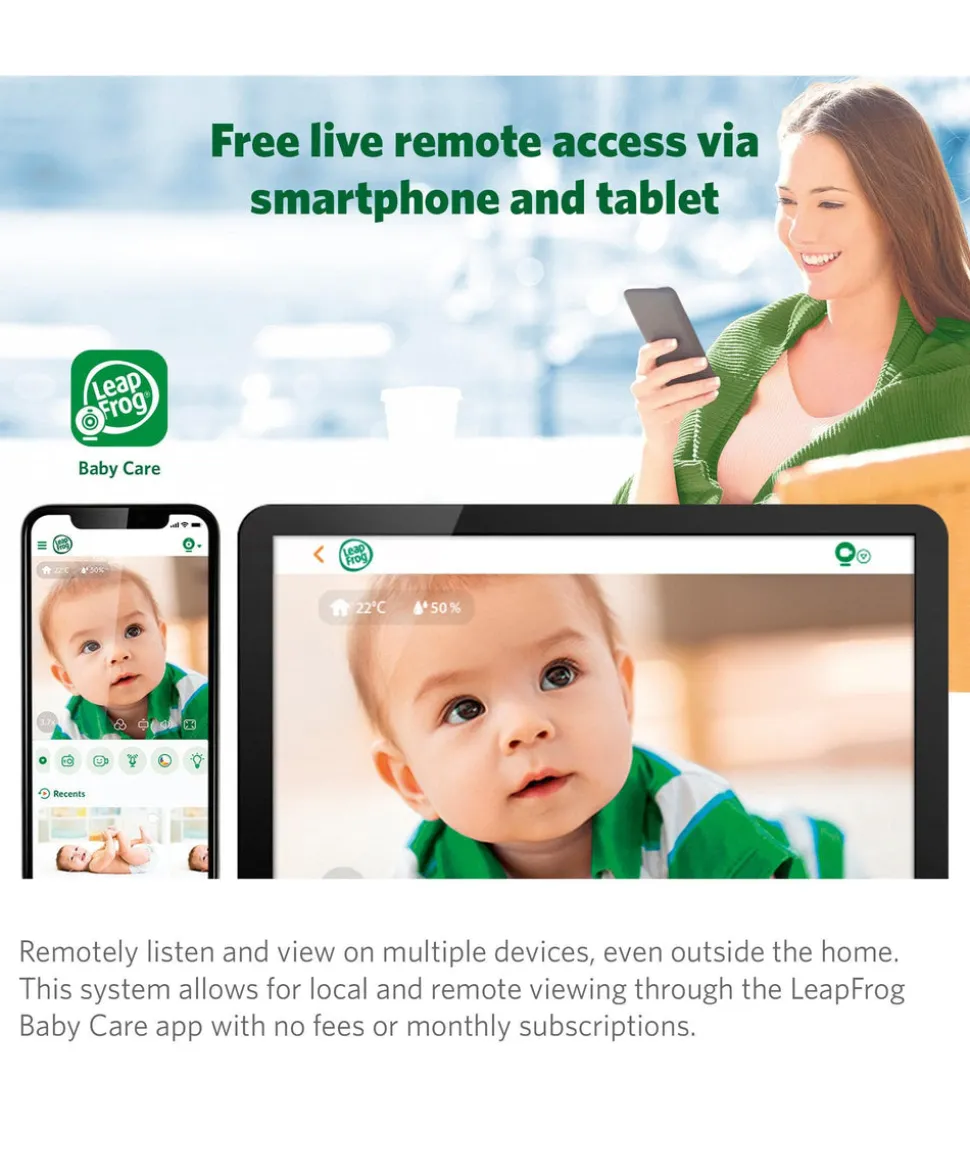 LeapFrog LF815HD 5' Smart Video Baby Monitor with Colour Night Vision - White