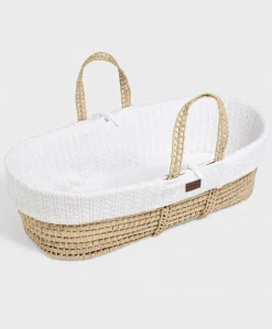 Little Green Sheep Knitted Moses Basket - White