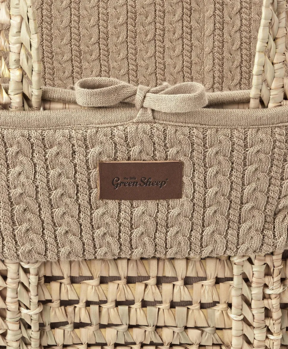 Little Green Sheep Organic Knitted Moses Basket & Mattress - Truffle
