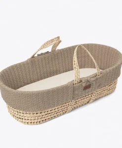 Little Green Sheep Organic Knitted Moses Basket & Mattress - Truffle