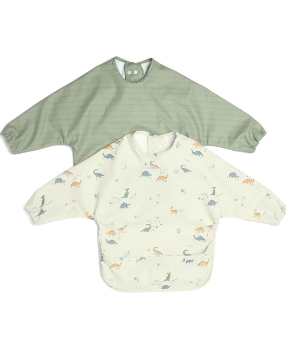 Long-sleeved Bibs (2 Pack) - Dino Stripe