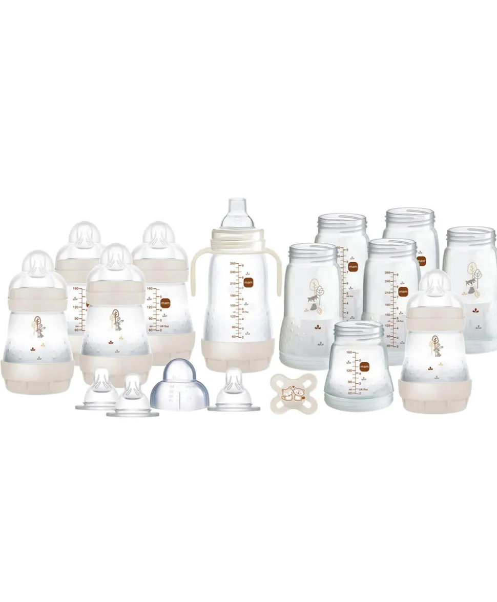 MAM Baby Easy Start Anti-Colic Self Sterilising Bottles Newborn 17 Piece Set - Matt Taupe