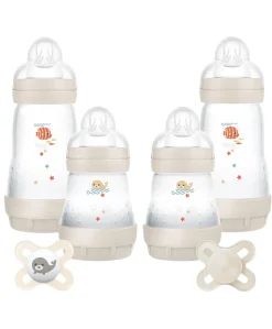 MAM Baby Feed & Soothe Anti Colic Bottles & Soothers Set - Cotton