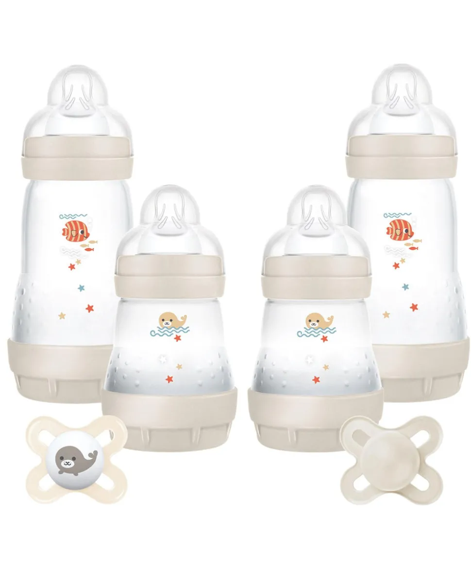 MAM Baby Feed & Soothe Anti Colic Bottles & Soothers Set - Cotton
