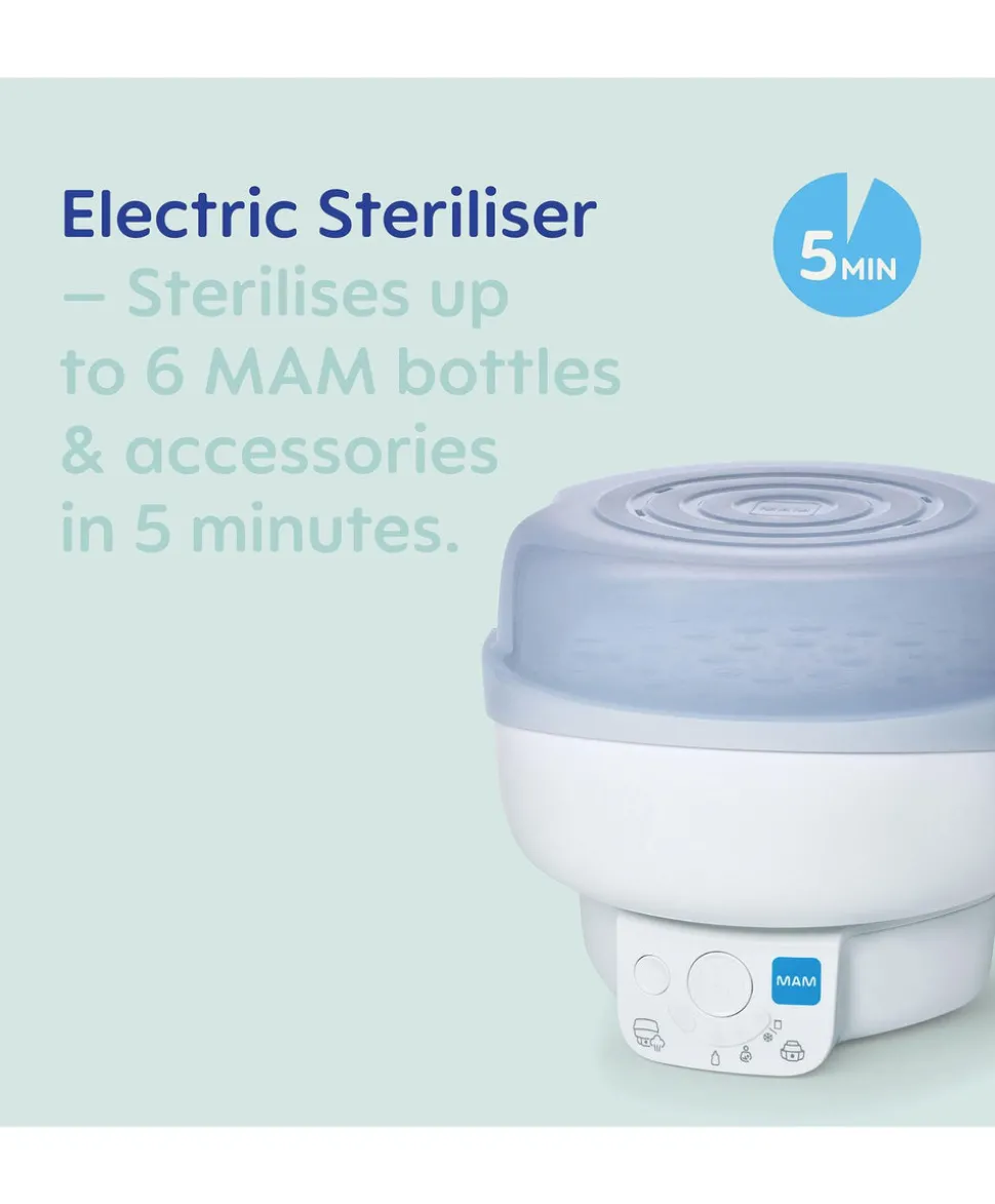MAM Baby 6-in-1 Electric Steam Steriliser & Bottle Warmer - Grey