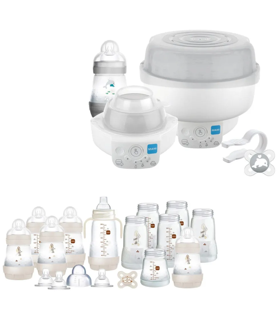 MAM Baby 6-in-1 Electric Steriliser & Large Bottle Starter Bundle - Matt Taupe