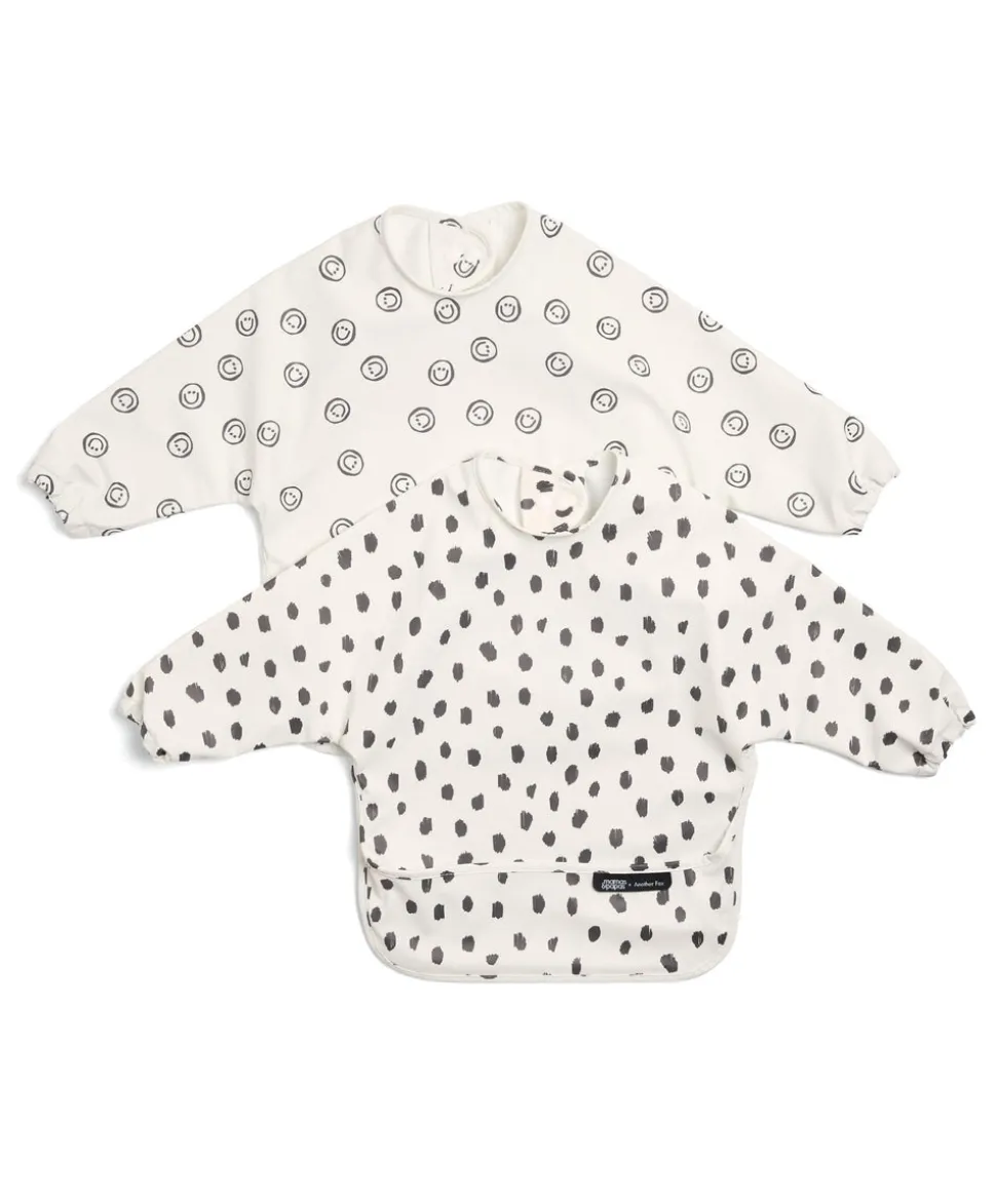 Mamas & Papas x Another Fox Long Sleeved Bibs (2 Pack) - Faces/Cheetah Spot