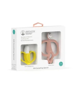 Matchstick Monkey, Monkey & Banana Teething Set - Pink