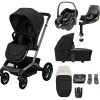 Maxi Cosi Fame Complete Pushchair Bundle with Pebble 360 Car Seat & Base – Black with Black Wheels