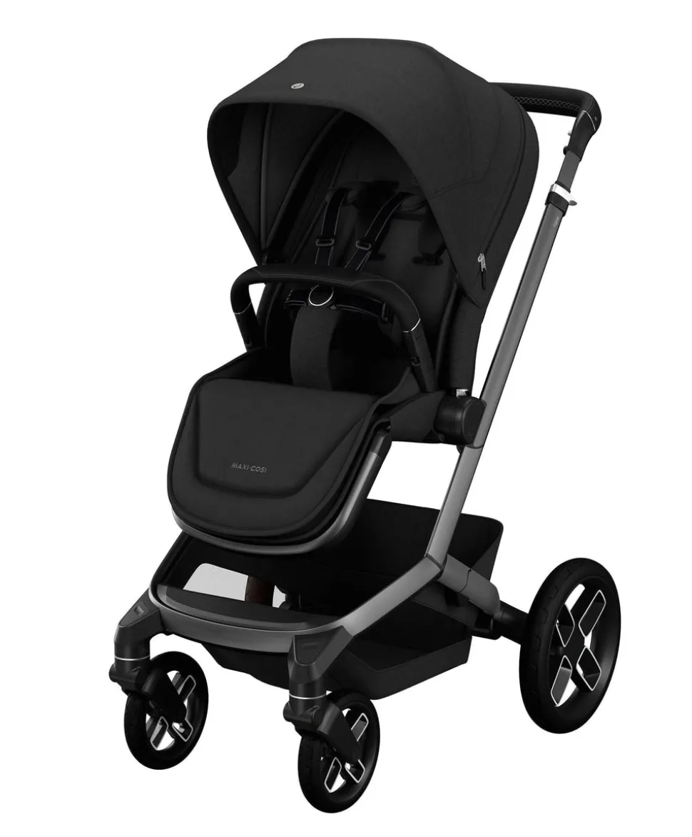 Maxi Cosi Fame Premium Pushchair Bundle with Pebble 360 Pro 2 Car Seat & Base – Black with Black Wheels