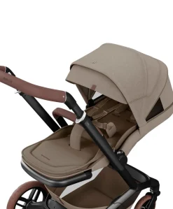 Maxi Cosi Fame Pushchair Bundle with Pebble 360 Car Seat (6 Pieces) - Truffle with Brown Wheels