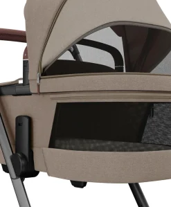 Maxi Cosi Fame Pushchair Bundle with Pebble 360 Car Seat (6 Pieces) - Truffle with Brown Wheels