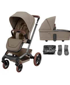 Maxi-Cosi Fame Pushchair & Carrycot - Truffle with Brown Wheels