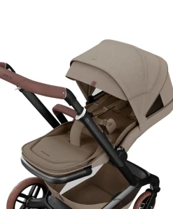 Maxi-Cosi Fame Pushchair & Carrycot - Truffle with Brown Wheels