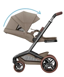 Maxi-Cosi Fame Pushchair & Carrycot - Truffle with Brown Wheels