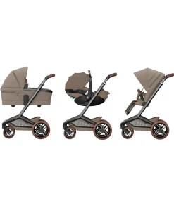 Maxi-Cosi Fame Pushchair & Carrycot - Truffle with Brown Wheels