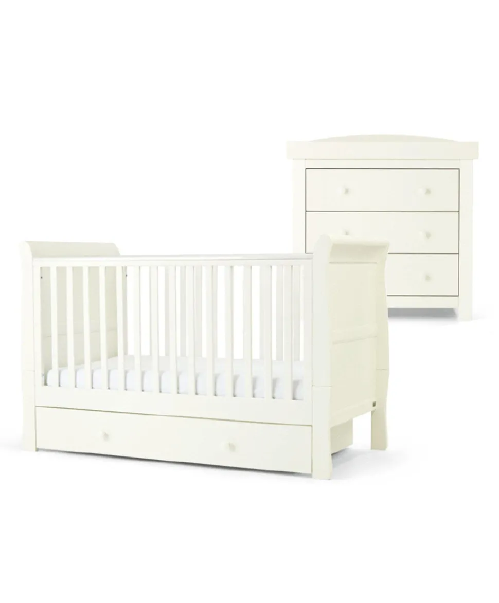 Mia 2 Piece Cotbed Set with Dresser Changer - White