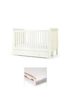 Mia Cotbed & Luxury Hybrid Twin Mattress Bundle - White