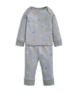 Micro Dino Print Pyjamas – Blue