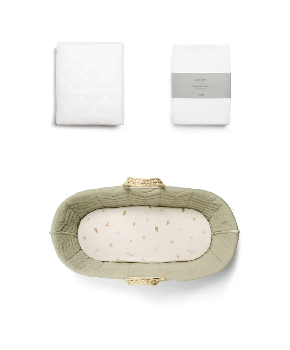 Moses Basket & Fitted Sheet Bundle (3 piece) - Born To Be Wild