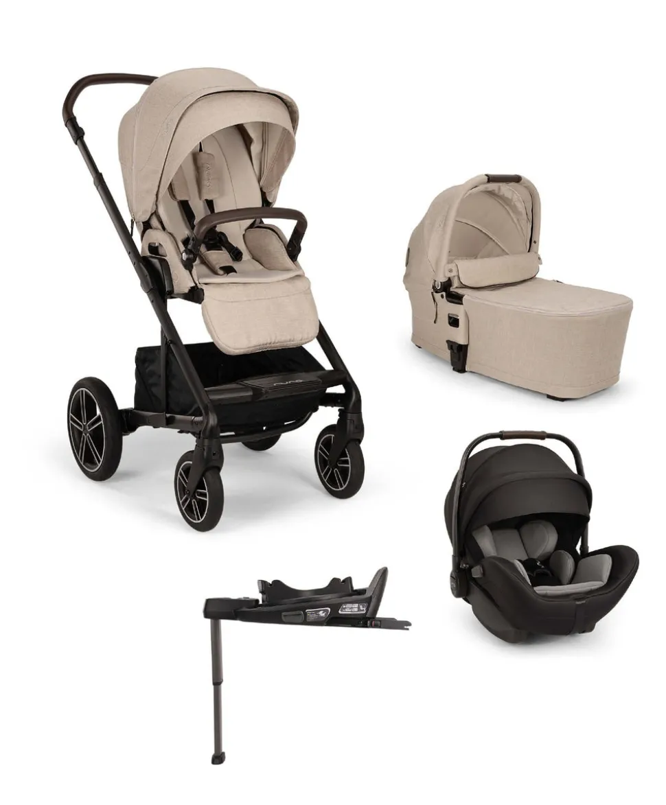 Nuna MIXX Next Pushchair Bundle with ARRA Flex Car Seat & BASE Curv Base - Biscotti
