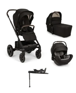 Nuna MIXX Next Pushchair Bundle with ARRA Flex Car Seat & BASE Curv Base - Caviar