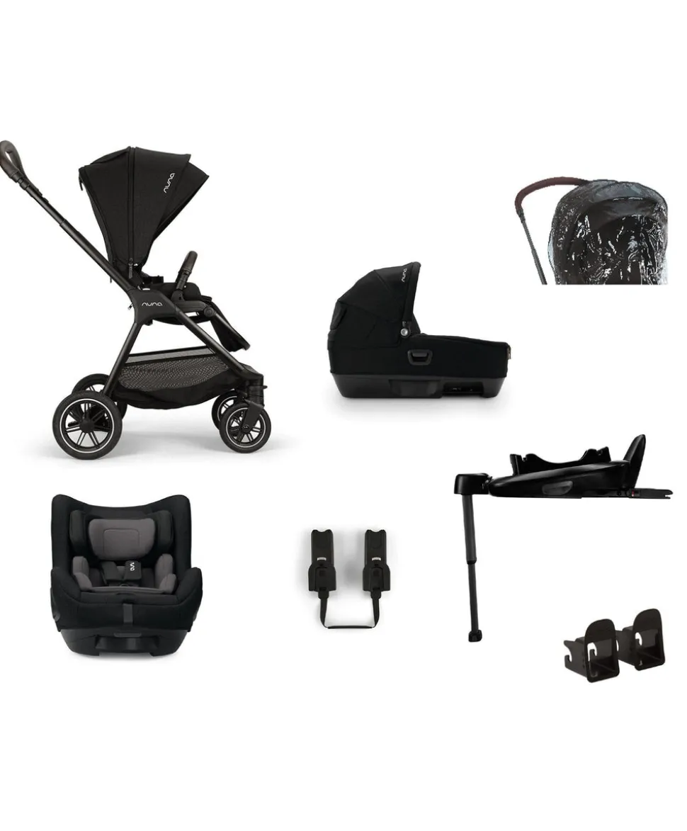 Nuna Triv Next Pushchair 4 Piece Travel Bundle with TODL Next Car Seat & Base - Caviar