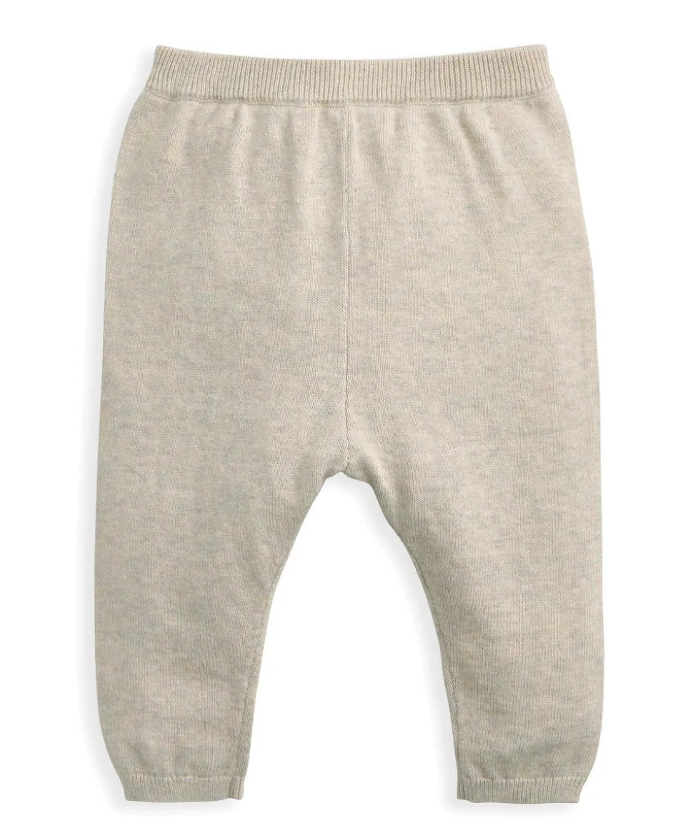 Oatmeal Knit Polo Bodysuit & Bottoms Set (2 Pieces)