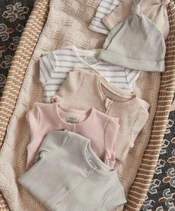 Organic Cotton Ribbed Sleepsuit - Oatmeal
