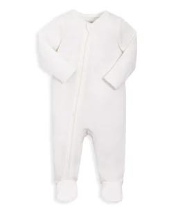 Organic Cotton Ribbed Sleepsuit - White