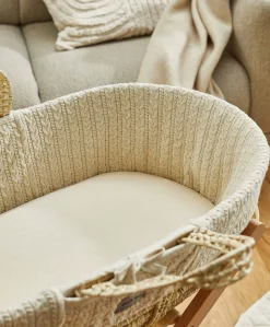 Organic Jersey Moses Basket Fitted Sheet in Linen