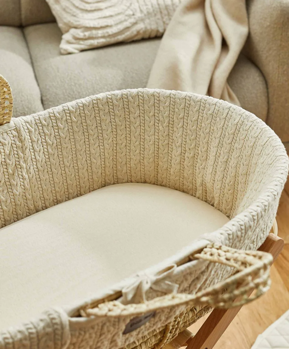 Organic Jersey Moses Basket Fitted Sheet in Linen